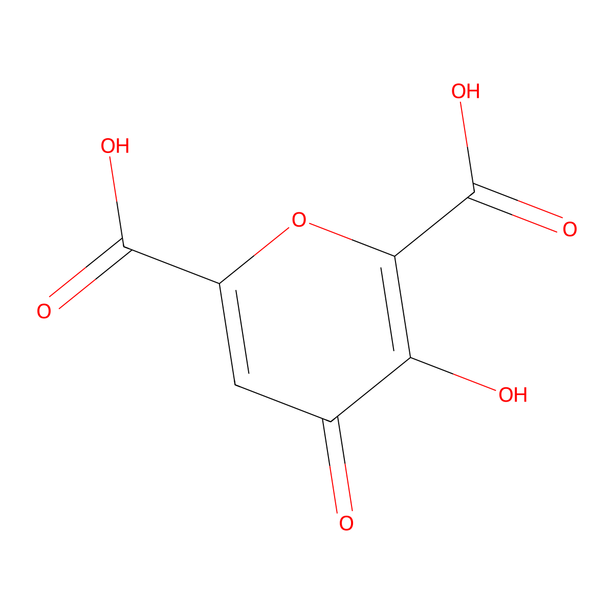Meconic acid molecular structure, CAS 497-59-6