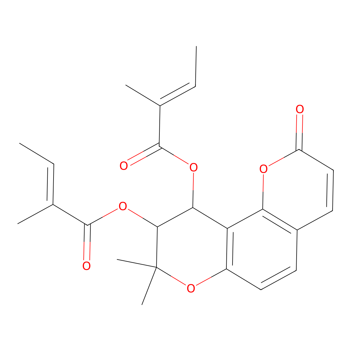 [(9R,10R)-8,8-dimethyl-9-(2-methylbut-2-enoyloxy)-2-oxo-9,10-dihydropyrano[2,3-f]chromen-10-yl] 2-methylbut-2-enoate molecular structure, CAS 4970-26-7