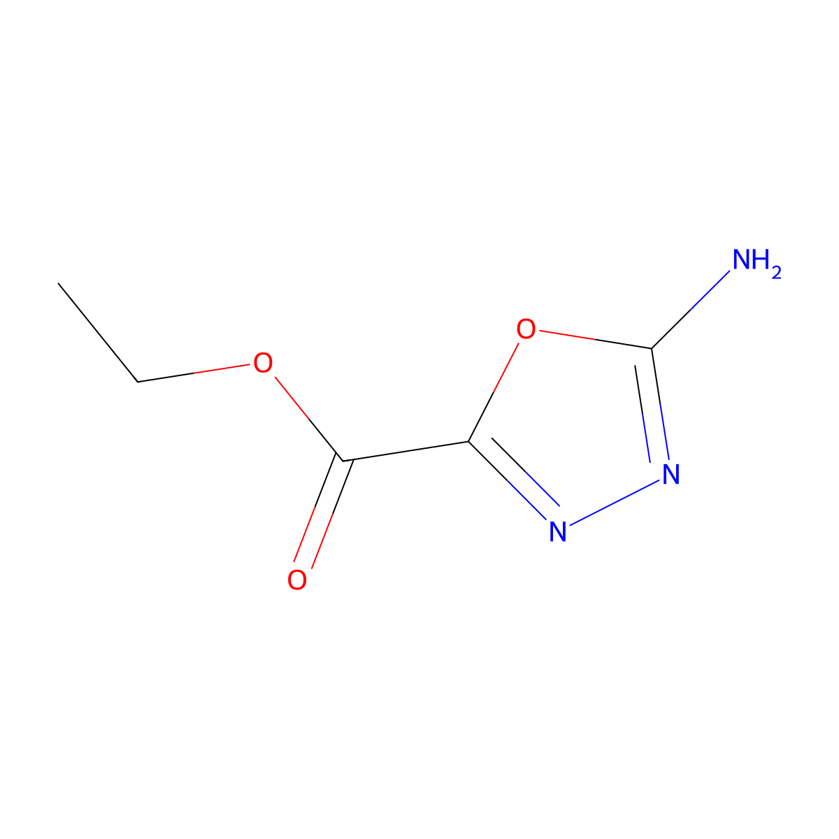 Ethyl 5-amino-1,3,4-oxadiazole-2-carboxylate molecular structure, CAS 4970-53-0