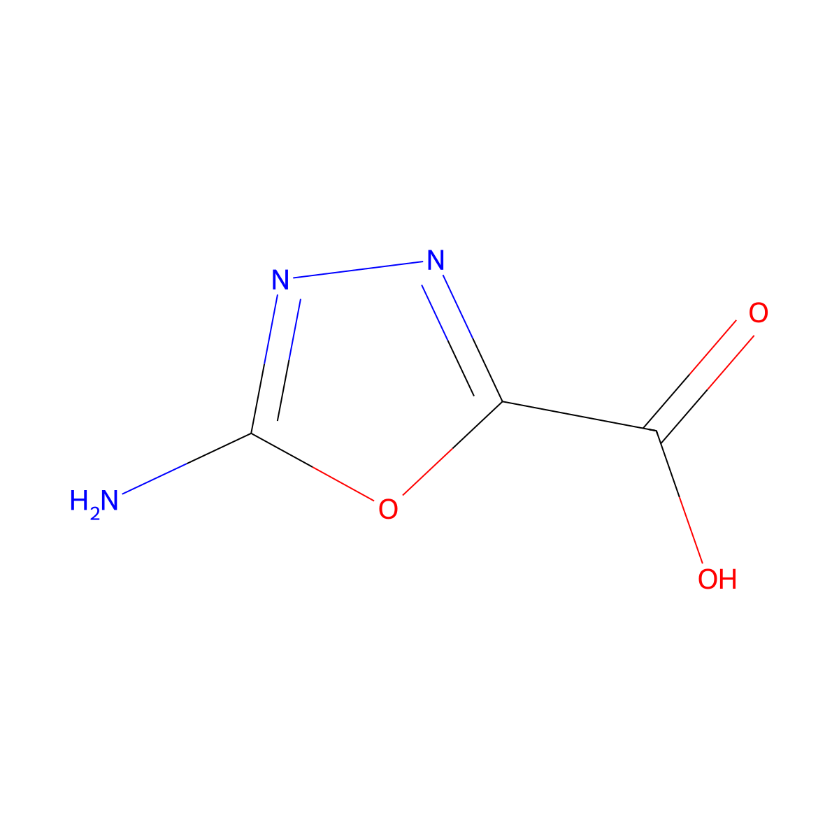5-Amino-1,3,4-oxadiazole-2-carboxylic acid molecular structure, CAS 4970-61-0