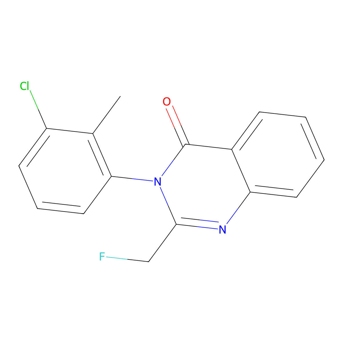 4(3H)-Quinazolinone, 3-(3-chloro-o-tolyl)-2-fluoromethyl- molecular structure, CAS 49700-31-4