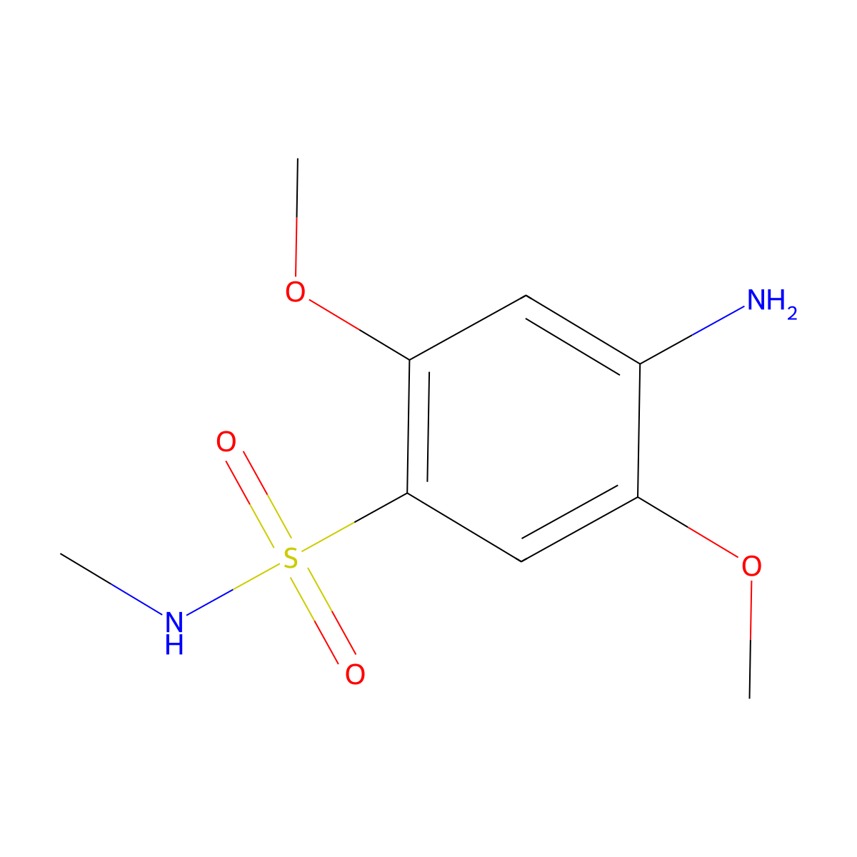 Benzenesulfonamide, 4-amino-2,5-dimethoxy-N-methyl- molecular structure, CAS 49701-24-8