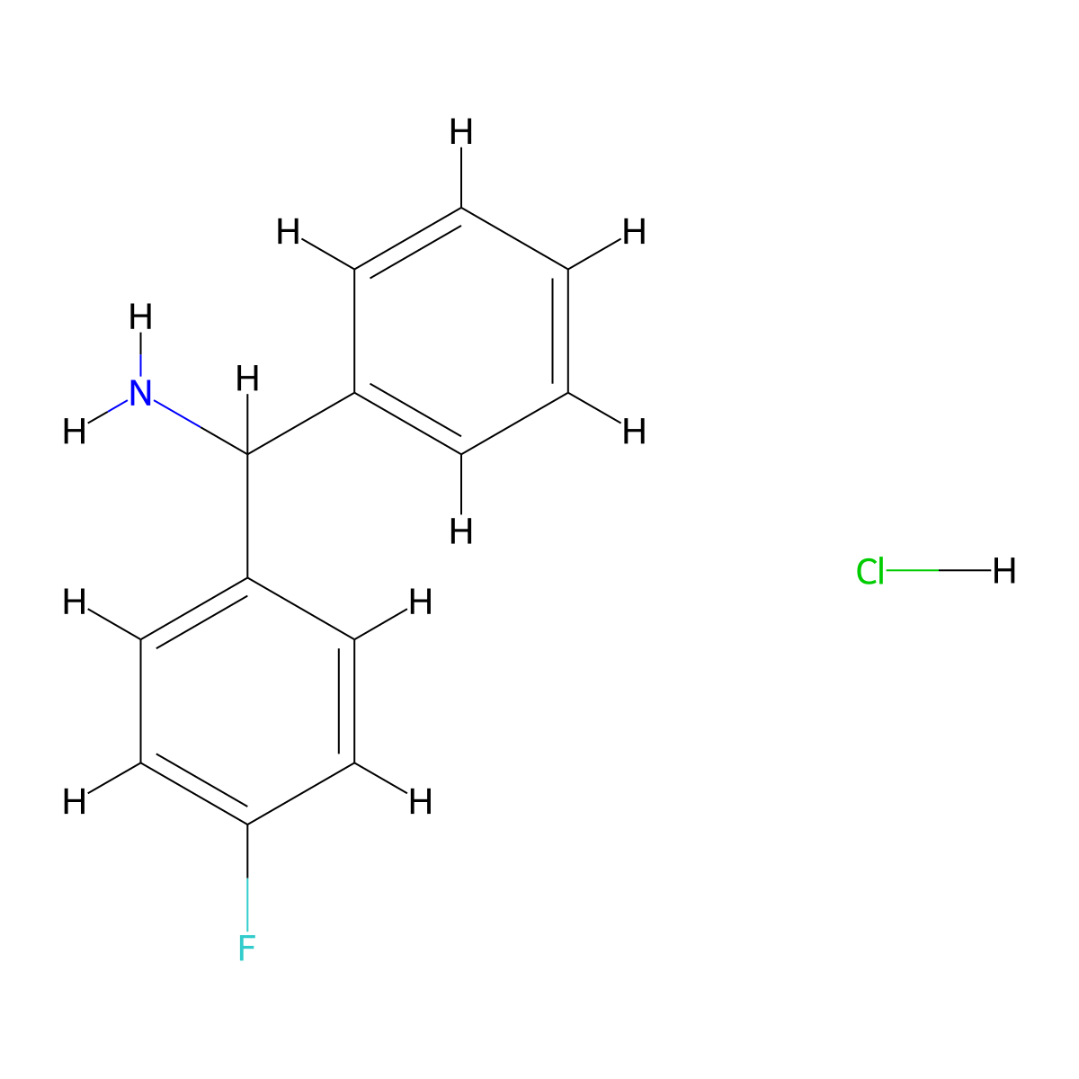 (4-Fluorophenyl)(phenyl)methanamine hydrochloride molecular structure, CAS 49703-58-4