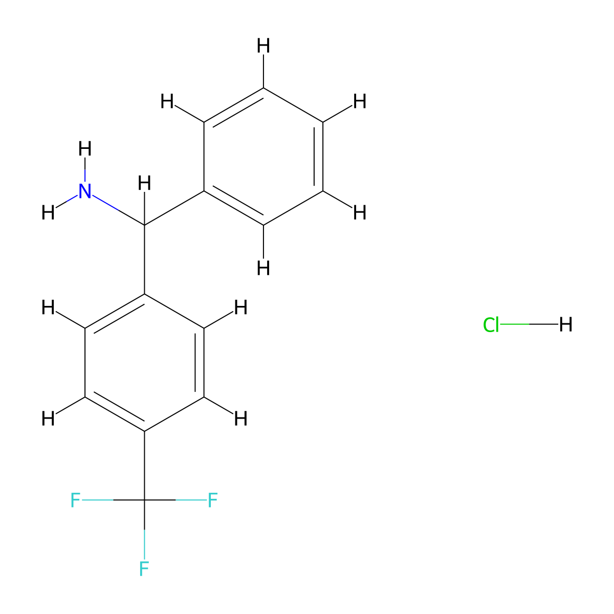 Phenyl[4-(trifluoromethyl)phenyl]methanamine hydrochloride molecular structure, CAS 49703-60-8