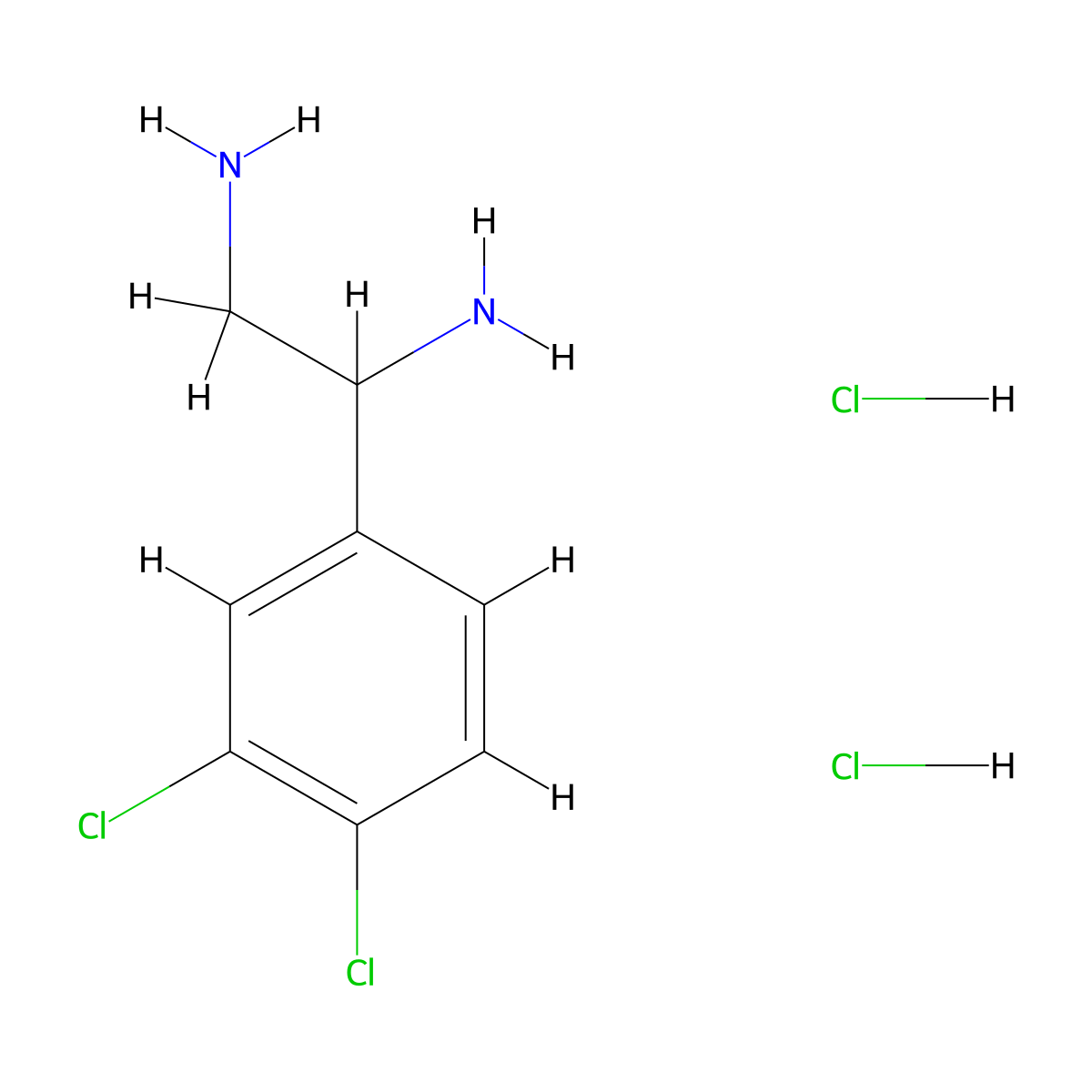 1-(3,4-Dichlorophenyl)ethane-1,2-diamine dihydrochloride molecular structure, CAS 49704-55-4