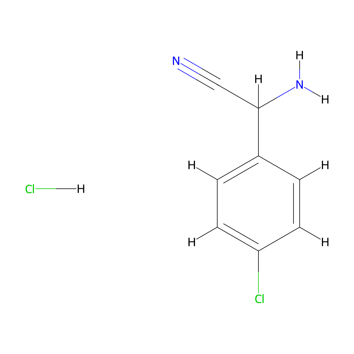 2-Amino-2-(4-chlorophenyl)acetonitrile hydrochloride molecular structure, CAS 49704-71-4