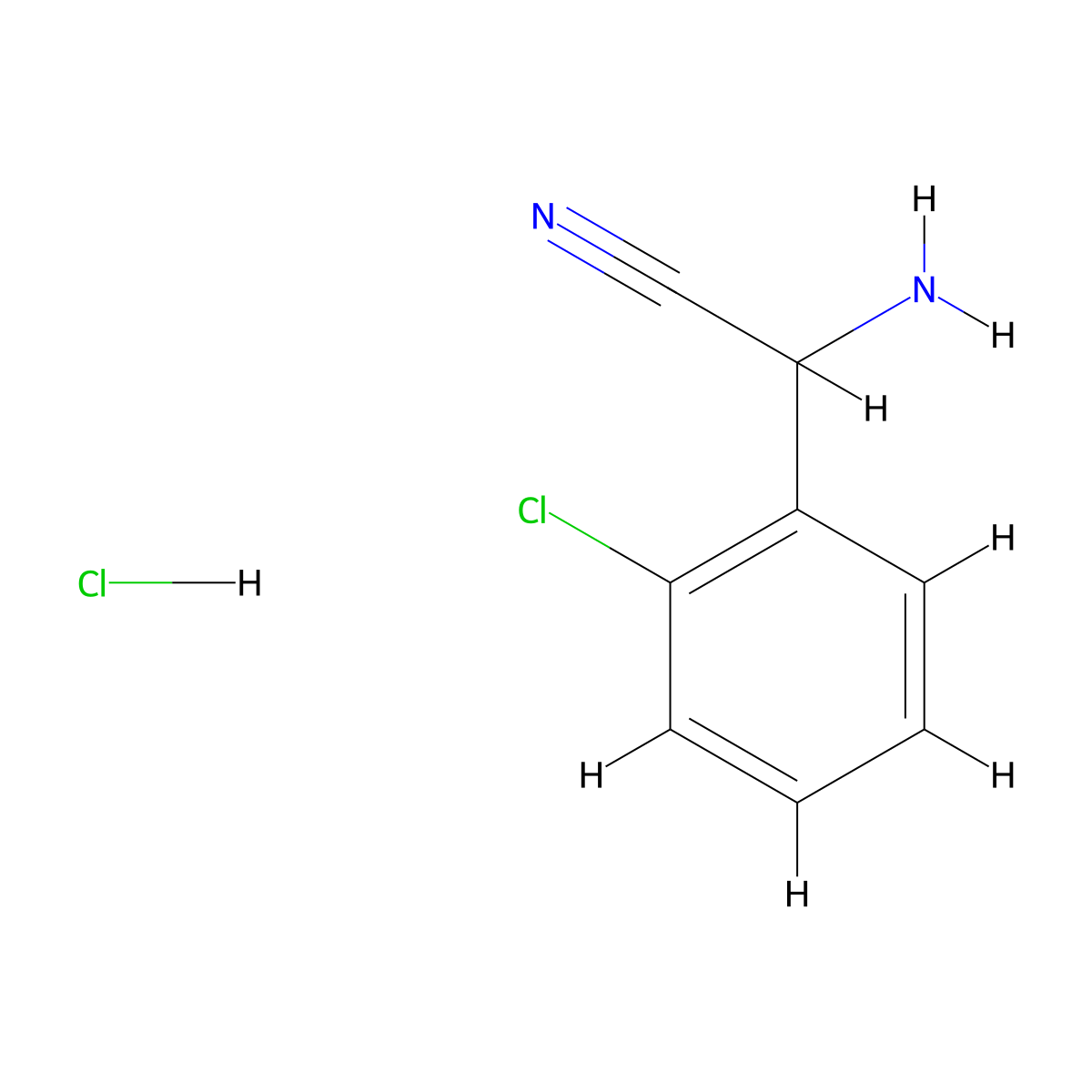 2-Amino-2-(2-chlorophenyl)acetonitrile hydrochloride molecular structure, CAS 49704-74-7