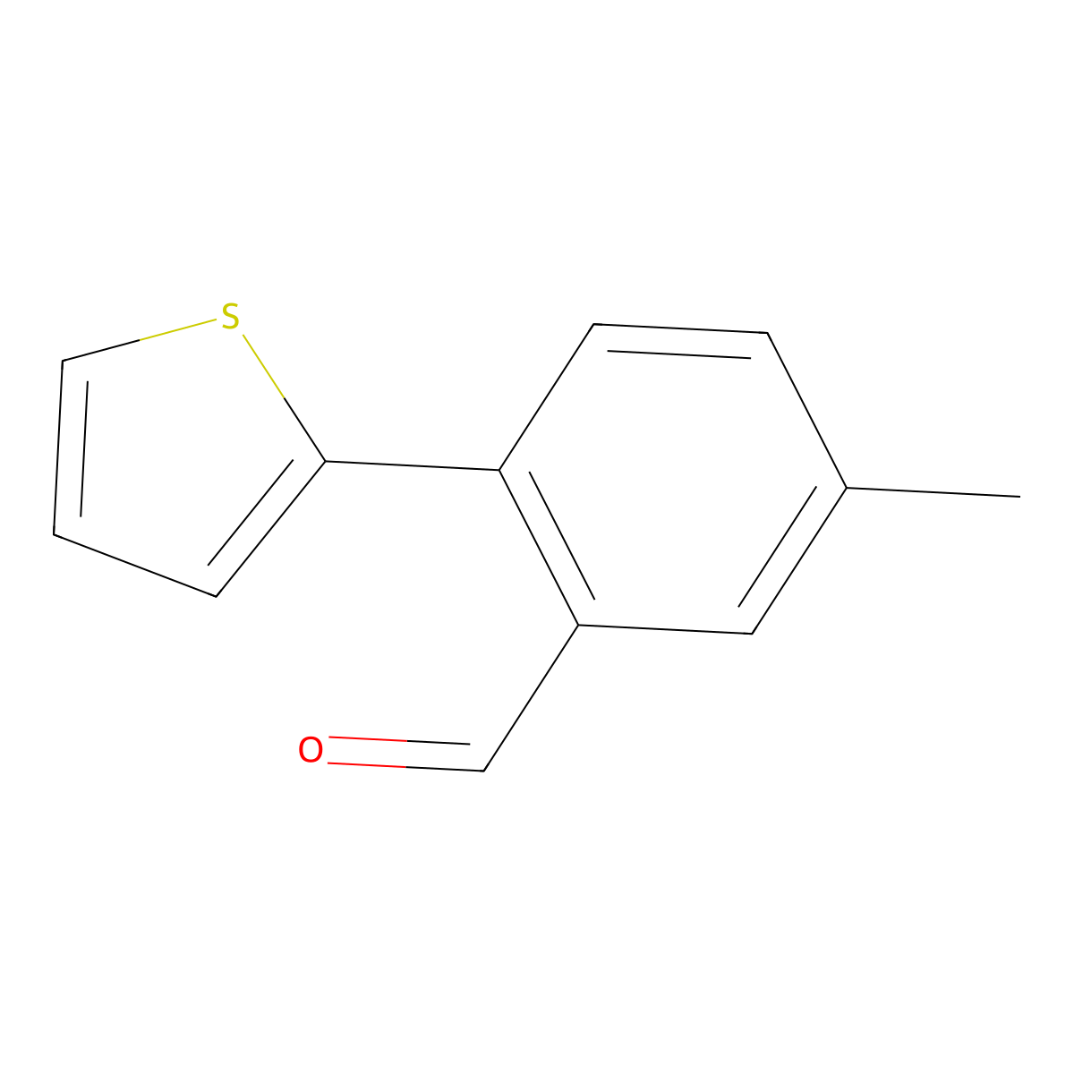 5-Methyl-2-(thiophen-2-yl)benzaldehyde molecular structure, CAS 497057-25-7