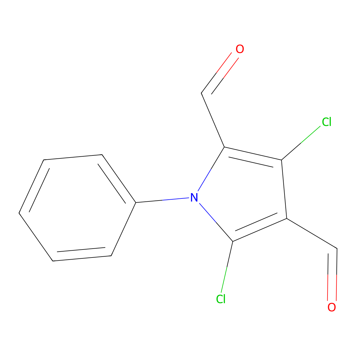 3,5-dichloro-1-phenyl-1H-pyrrole-2,4-dicarbaldehyde molecular structure, CAS 497058-01-2