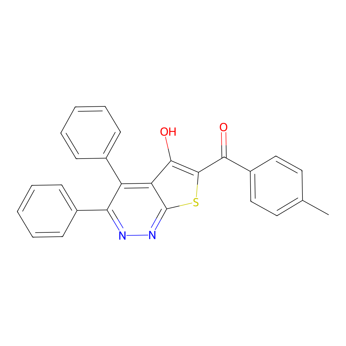 (5-Hydroxy-3,4-diphenylthieno[2,3-c]pyridazin-6-yl)(4-methylphenyl)methanone molecular structure, CAS 497058-79-4