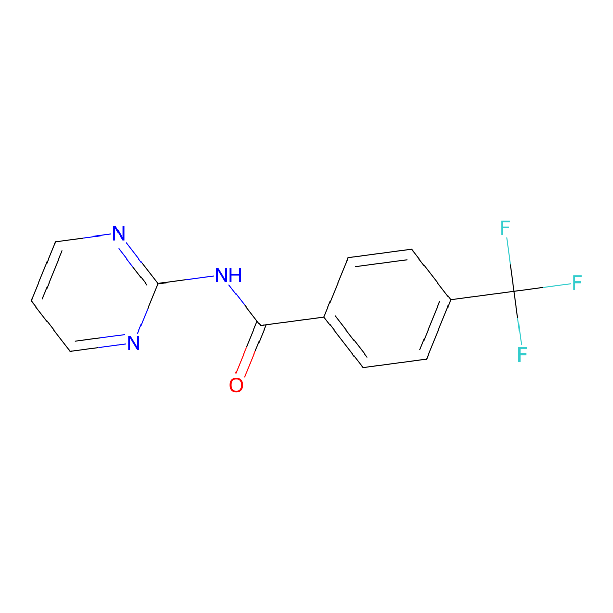 N-(pyrimidin-2-yl)-4-(trifluoromethyl)benzamide molecular structure, CAS 497059-99-1
