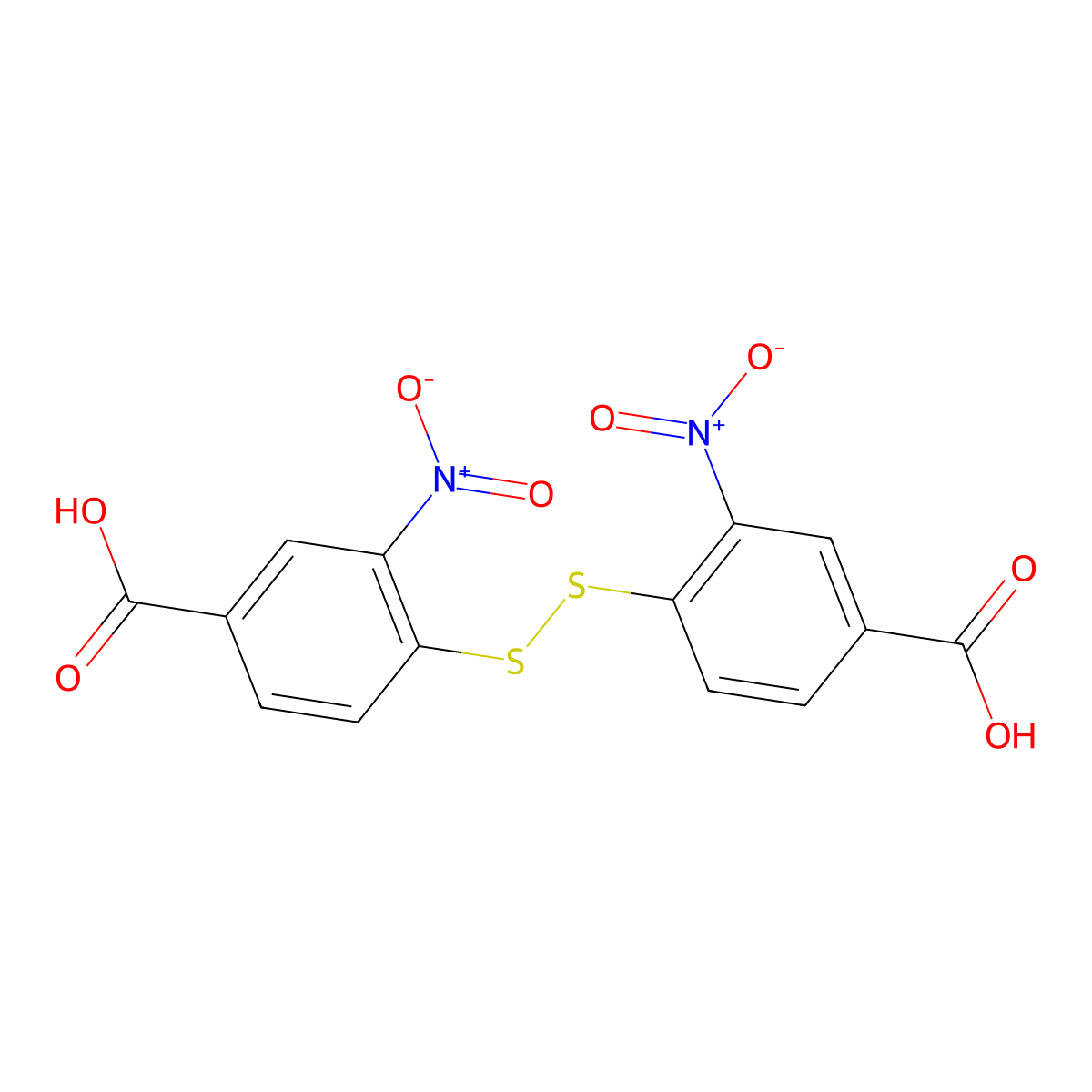 4-[(4-Carboxy-2-nitrophenyl)disulfanyl]-3-nitrobenzoic acid molecular structure, CAS 49706-71-0