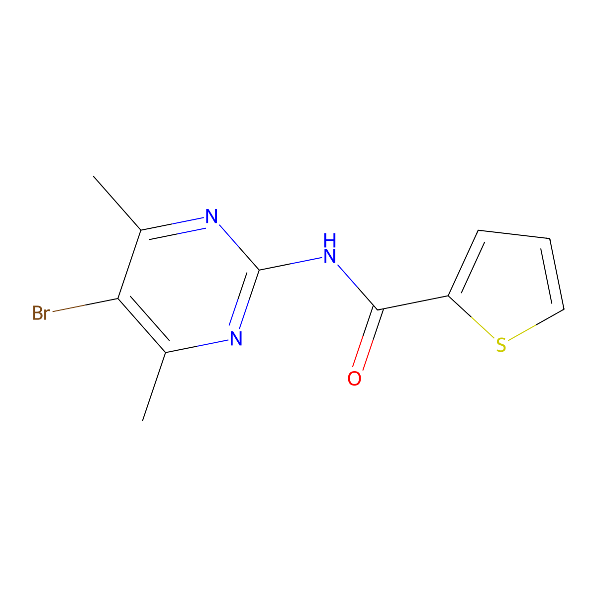 N-(5-bromo-4,6-dimethylpyrimidin-2-yl)thiophene-2-carboxamide molecular structure, CAS 497060-01-2