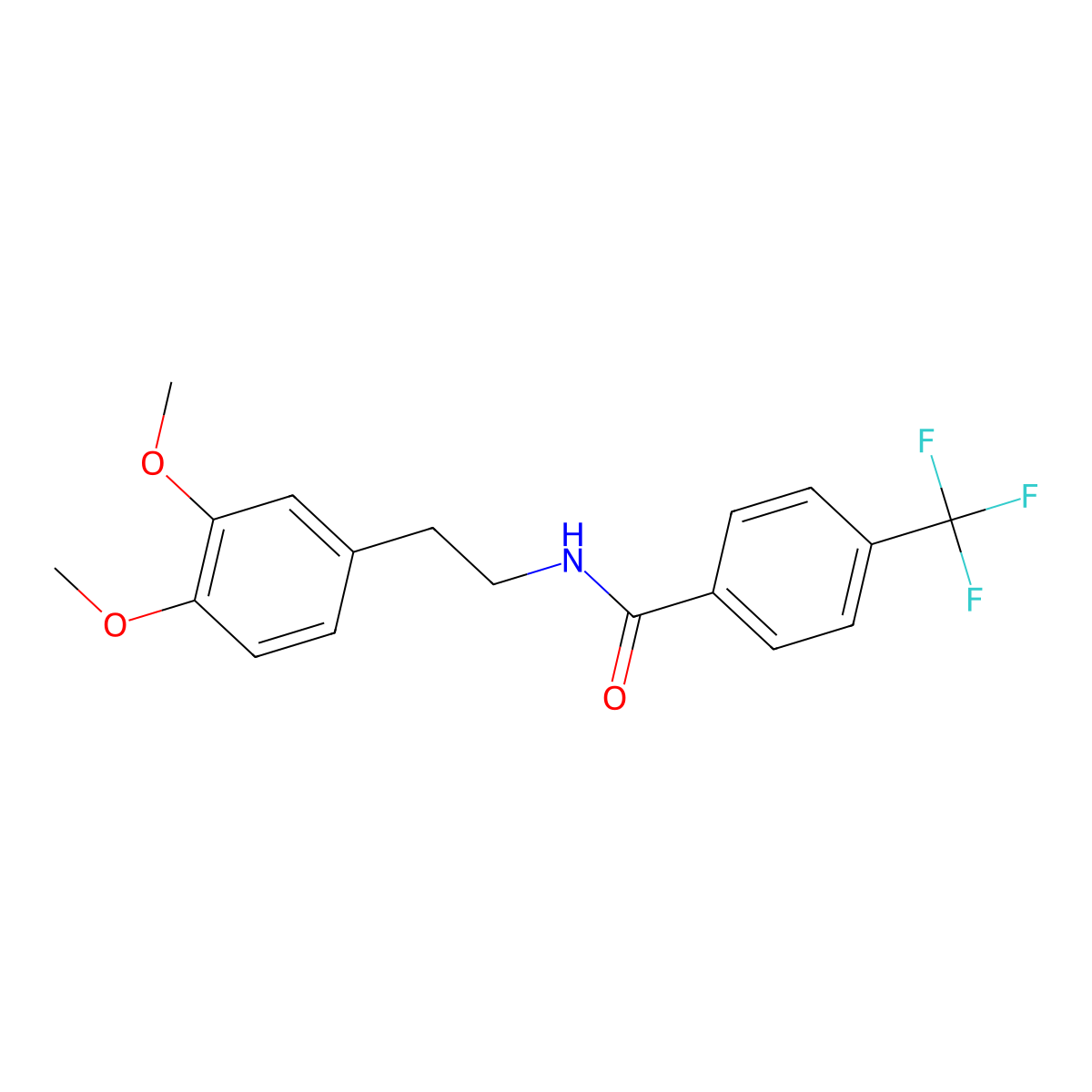 N-[2-(3,4-dimethoxyphenyl)ethyl]-4-(trifluoromethyl)benzamide molecular structure, CAS 497060-02-3