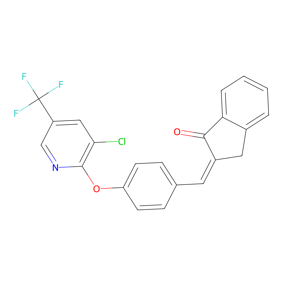 2-((4-(3-Chloro-5-(trifluoromethyl)-2-pyridyloxy)phenyl)methylene)indan-1-one molecular structure, CAS 497060-08-9