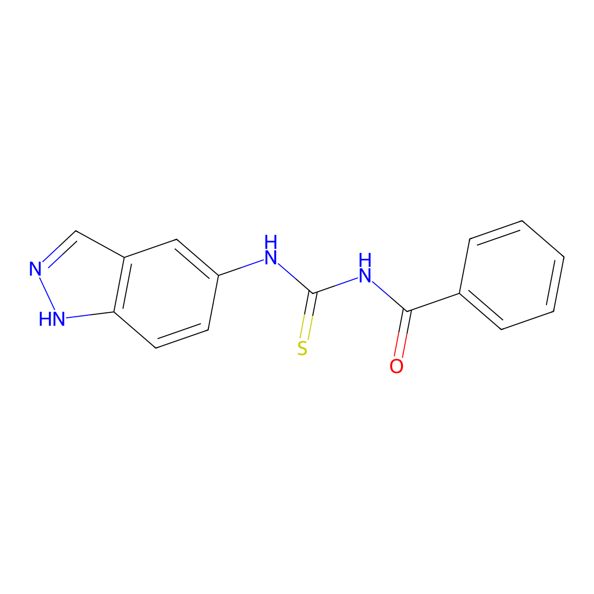 1-benzoyl-3-(1H-indazol-5-yl)thiourea molecular structure, CAS 497060-10-3
