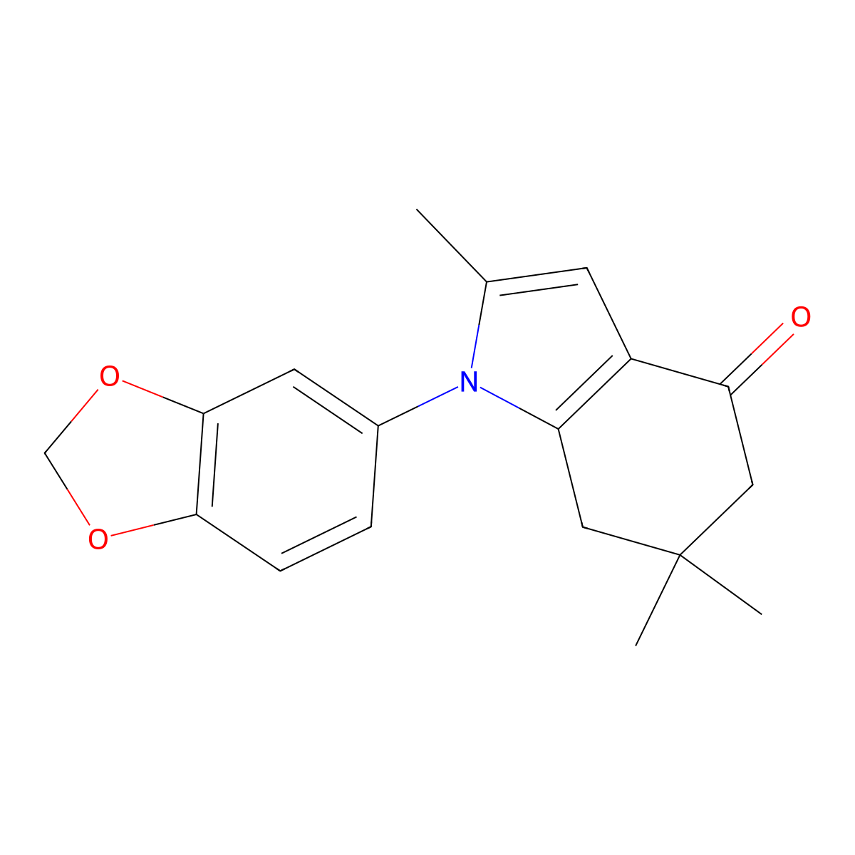 1-(2H-1,3-benzodioxol-5-yl)-2,6,6-trimethyl-4,5,6,7-tetrahydro-1H-indol-4-one molecular structure, CAS 497060-14-7