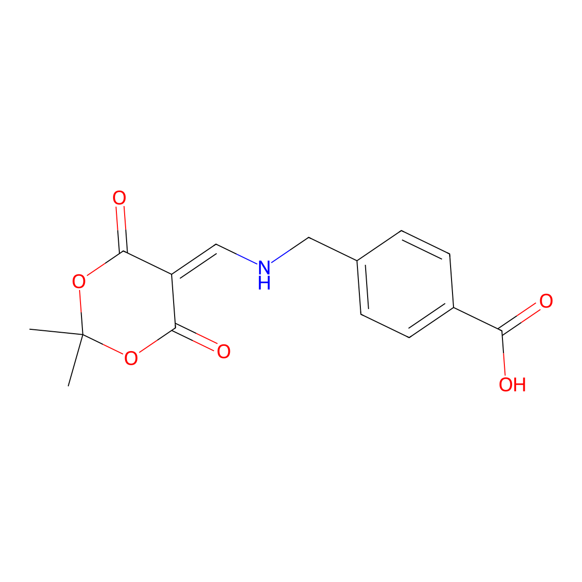 4-({[(2,2-Dimethyl-4,6-dioxo-1,3-dioxan-5-ylidene)methyl]amino}methyl)benzoic acid molecular structure, CAS 497060-16-9