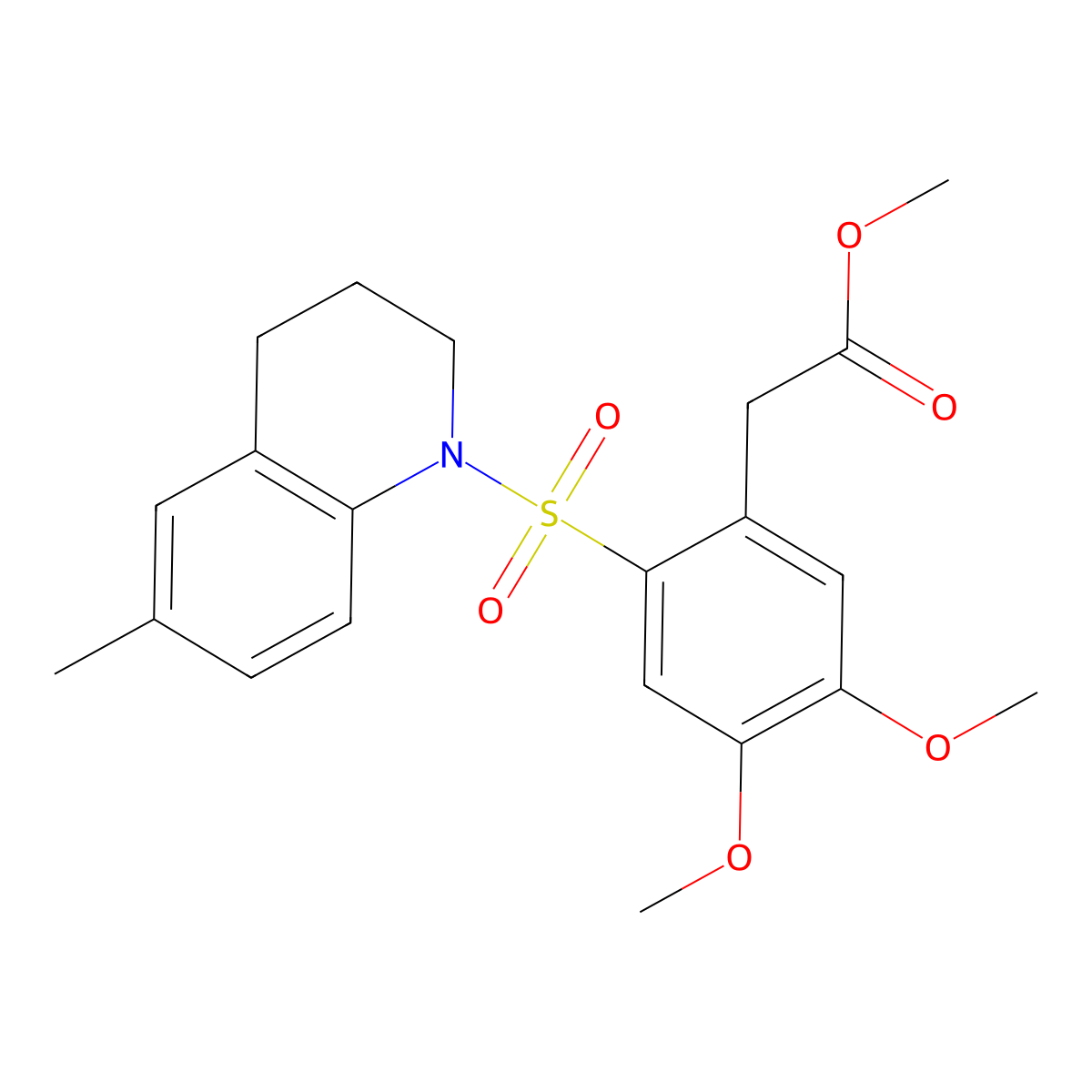 Methyl 2-[4,5-dimethoxy-2-[(6-methyl-3,4-dihydro-2H-quinolin-1-yl)sulfonyl]phenyl]acetate molecular structure, CAS 497060-19-2