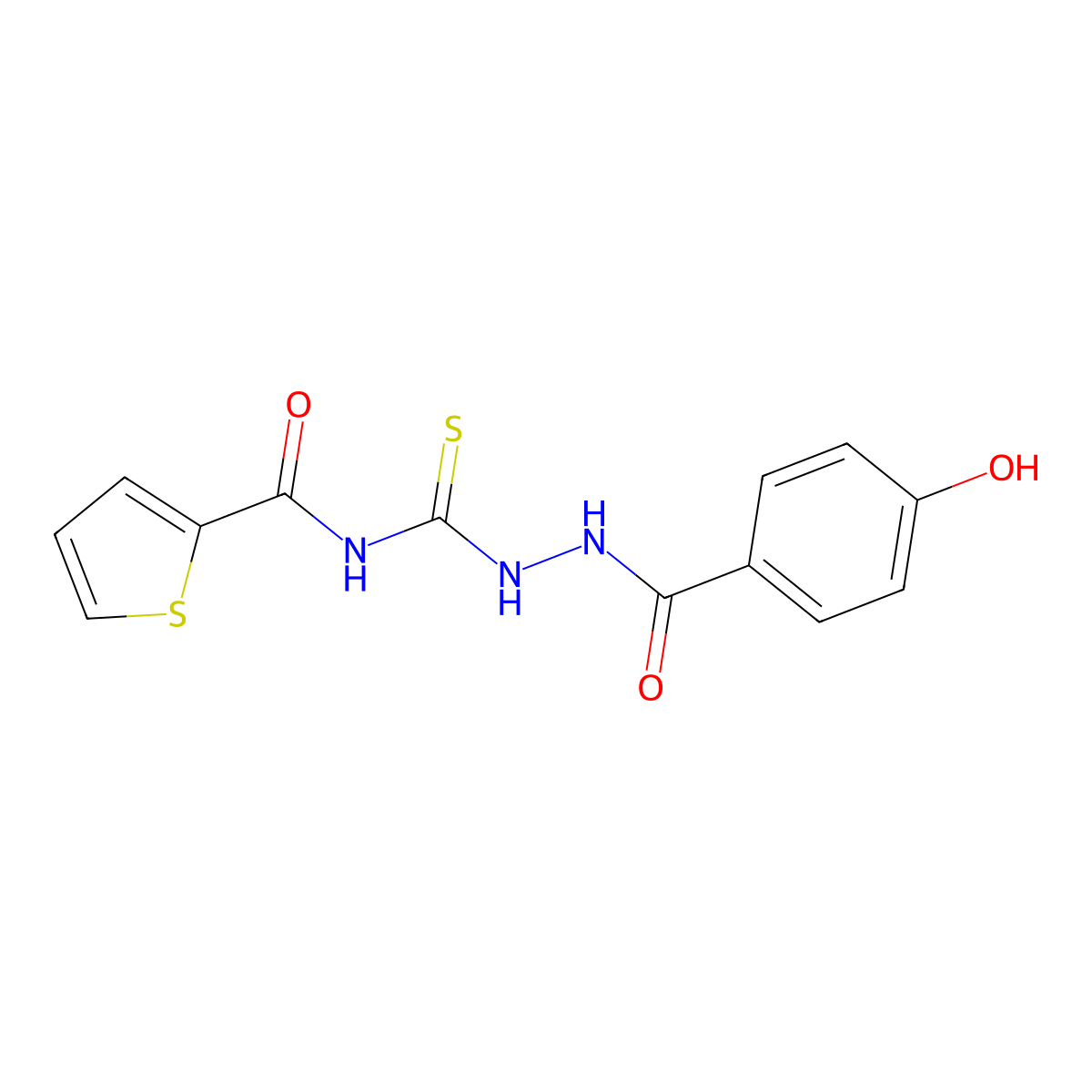 4-Hydroxybenzoic acid 2-[[(2-thienylcarbonyl)amino]thioxomethyl]hydrazide molecular structure, CAS 497060-23-8