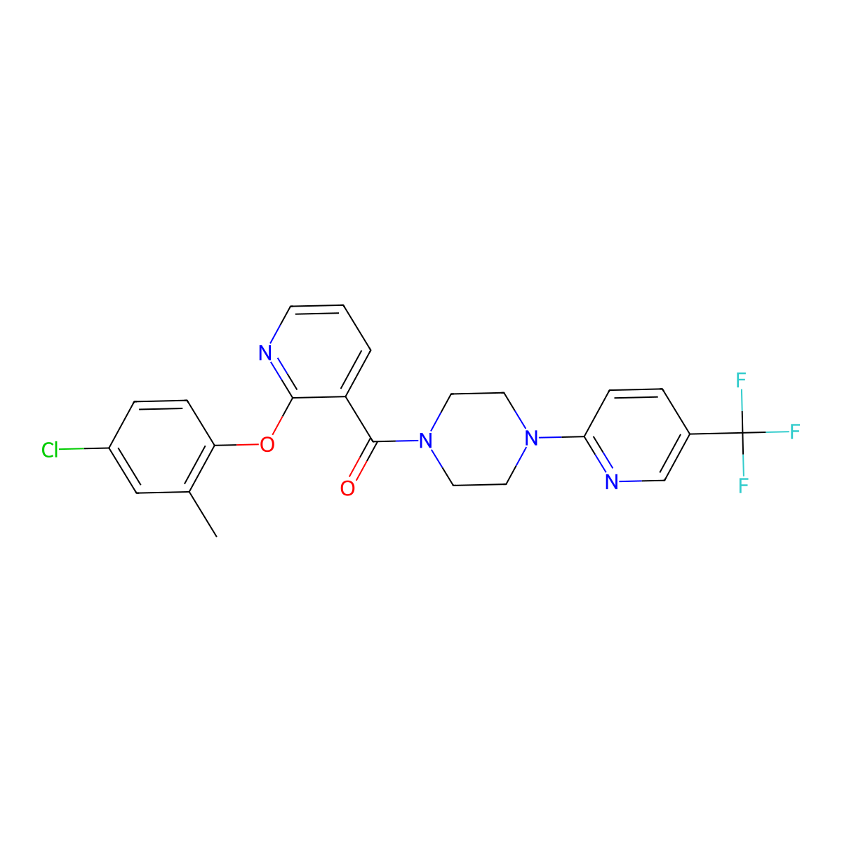 2-(4-Chloro-2-methylphenoxy)(3-pyridyl) 4-(5-(trifluoromethyl)(2-pyridyl))piperazinyl ketone molecular structure, CAS 497060-29-4
