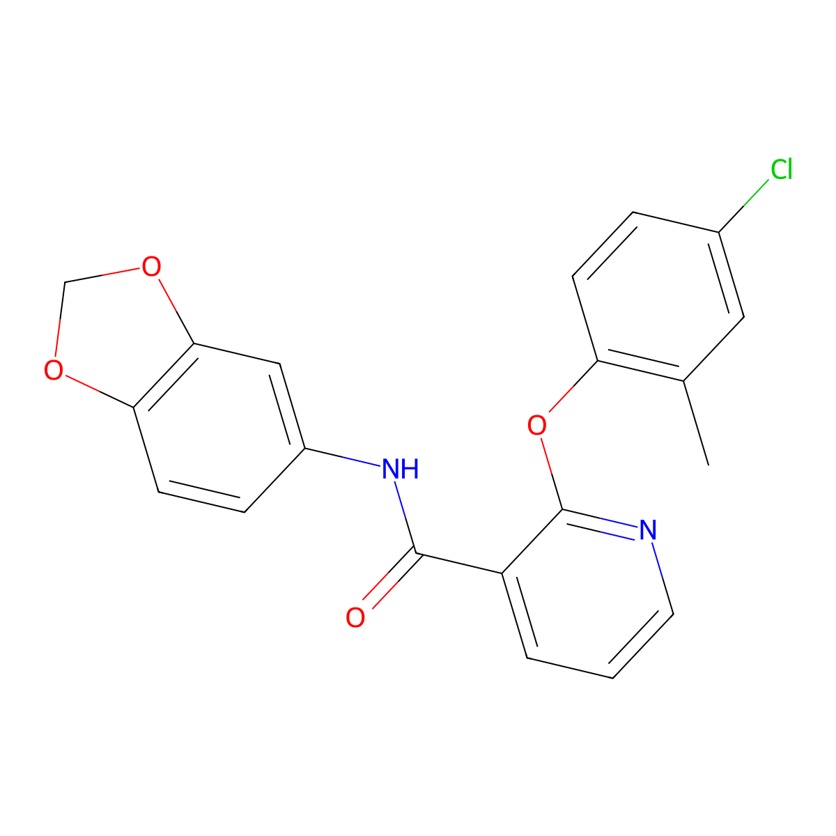 N-(2H-1,3-benzodioxol-5-yl)-2-(4-chloro-2-methylphenoxy)pyridine-3-carboxamide molecular structure, CAS 497060-31-8