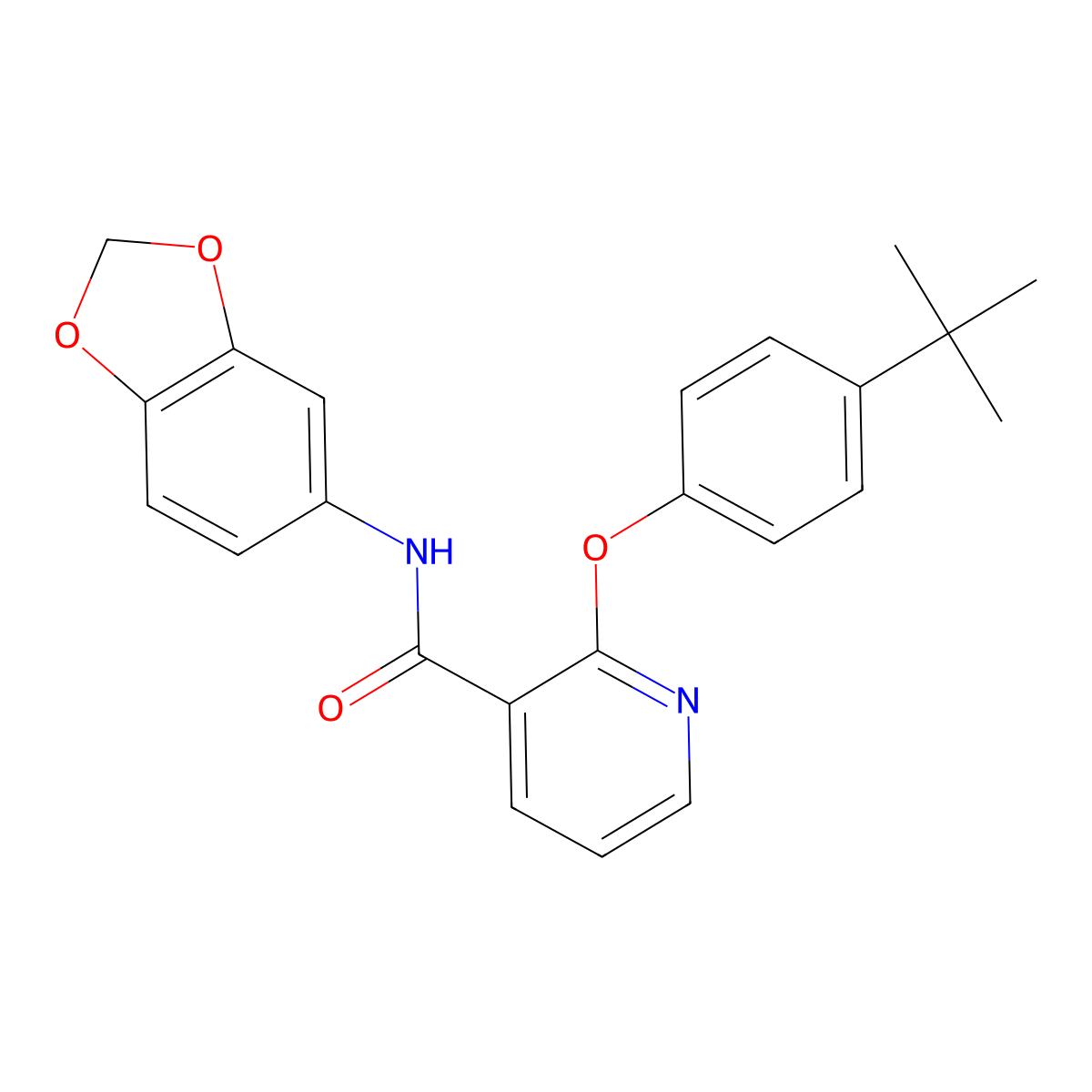 N-(1,3-benzodioxol-5-yl)-2-(4-tert-butylphenoxy)pyridine-3-carboxamide molecular structure, CAS 497060-32-9