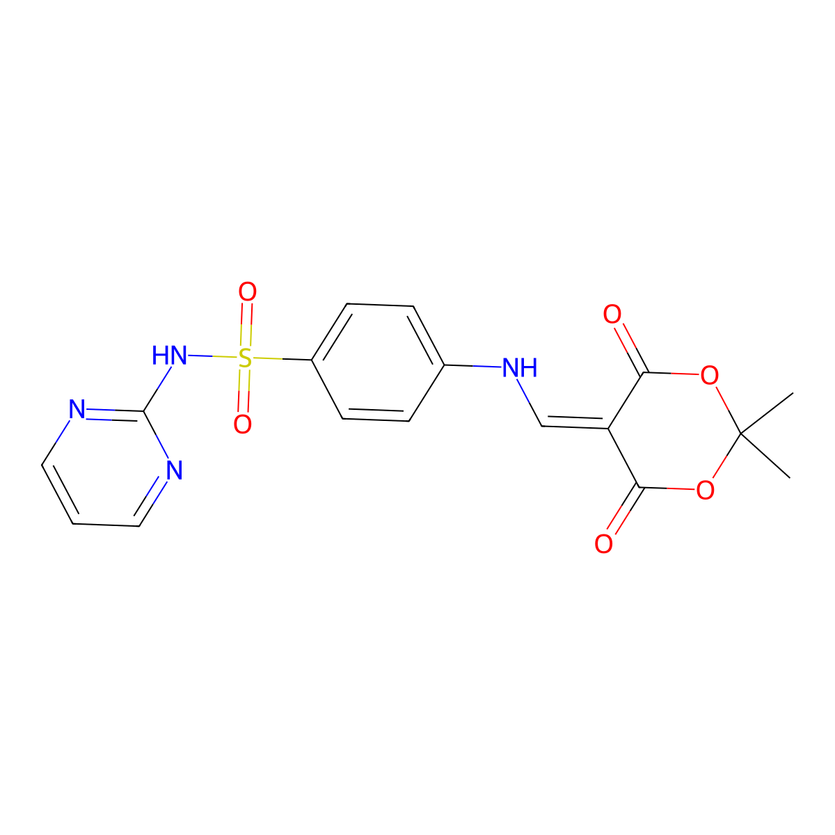 2,2-Dimethyl-5-(((4-((pyrimidin-2-ylamino)sulfonyl)phenyl)amino)methylene)-1,3-dioxane-4,6-dione molecular structure, CAS 497060-33-0