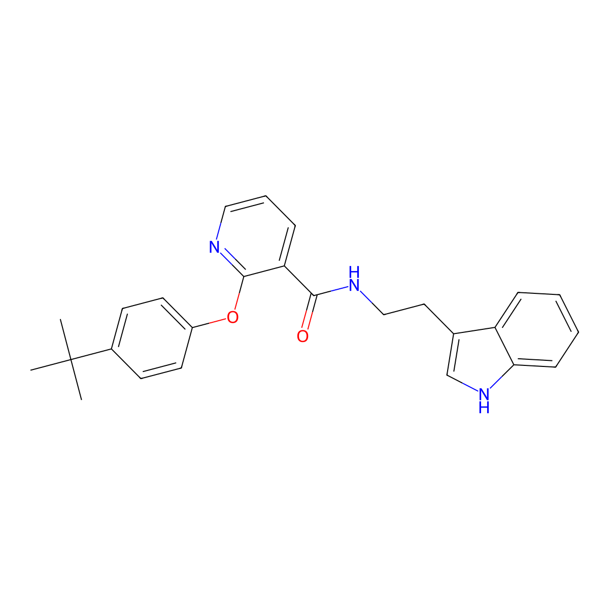 2-(4-tert-butylphenoxy)-N-[2-(1H-indol-3-yl)ethyl]pyridine-3-carboxamide molecular structure, CAS 497060-34-1