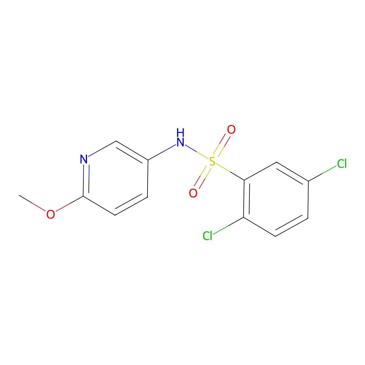 2,5-dichloro-N-(6-methoxypyridin-3-yl)benzenesulfonamide molecular structure, CAS 497060-38-5