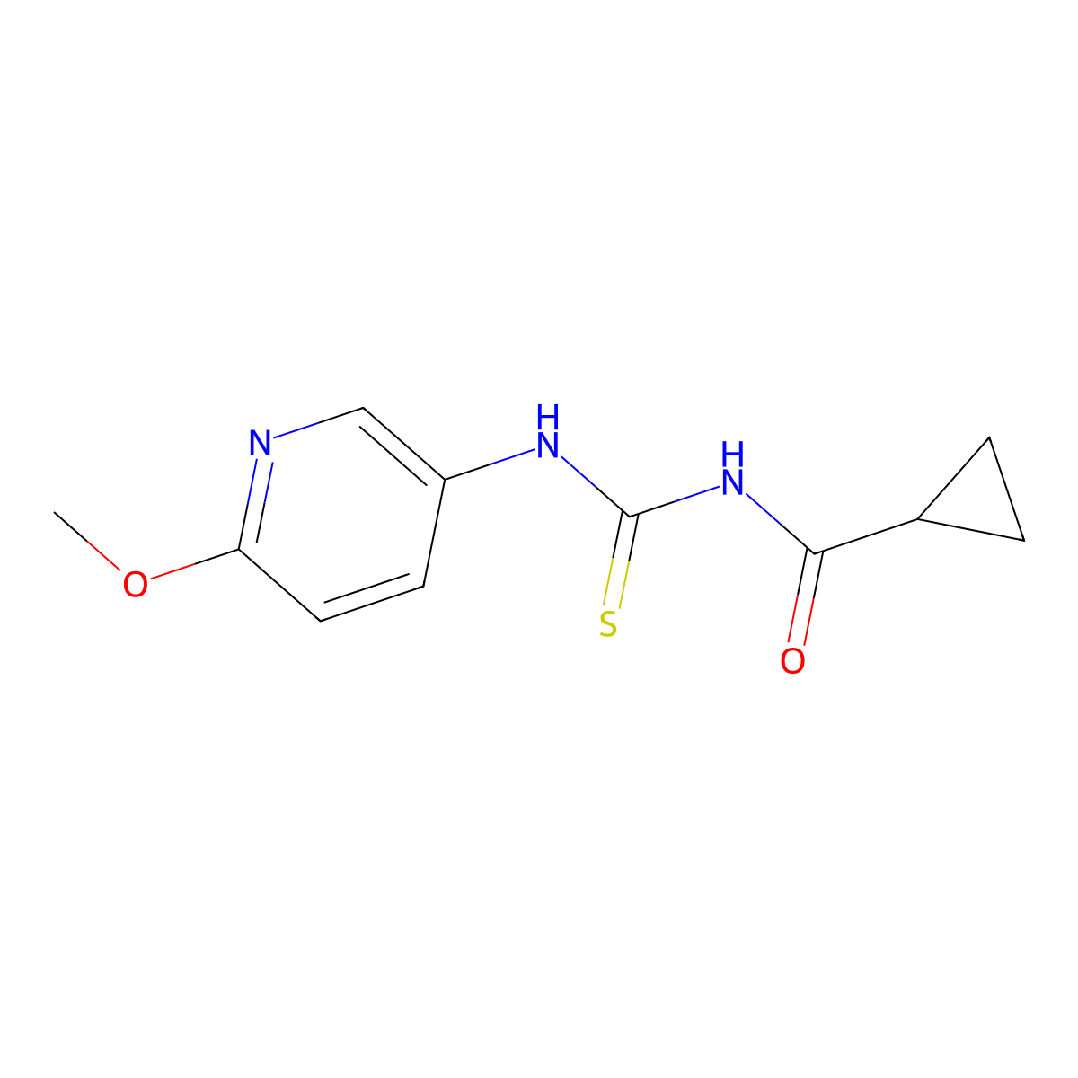 N-[(6-methoxypyridin-3-yl)carbamothioyl]cyclopropanecarboxamide molecular structure, CAS 497060-40-9