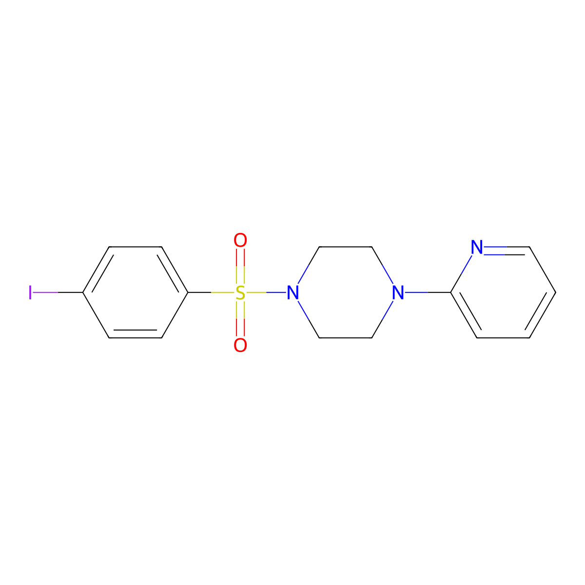 4-Iodo-1-((4-(2-pyridyl)piperazinyl)sulfonyl)benzene molecular structure, CAS 497060-46-5