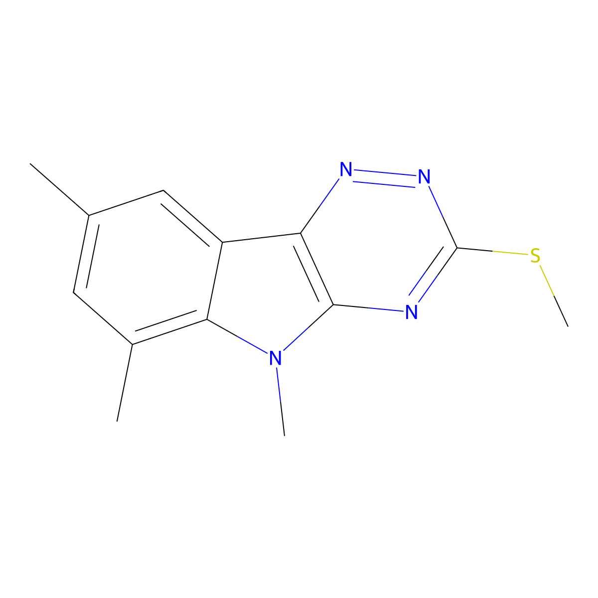 5,6,8-trimethyl-3-(methylsulfanyl)-5H-[1,2,4]triazino[5,6-b]indole molecular structure, CAS 497060-51-2