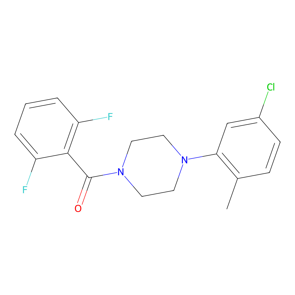 2,6-Difluorophenyl 4-(5-chloro-2-methylphenyl)piperazinyl ketone molecular structure, CAS 497060-53-4