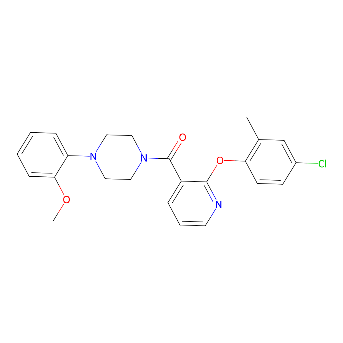 [2-(4-Chloro-2-methylphenoxy)pyridin-3-yl]-[4-(2-methoxyphenyl)piperazin-1-yl]methanone molecular structure, CAS 497060-63-6