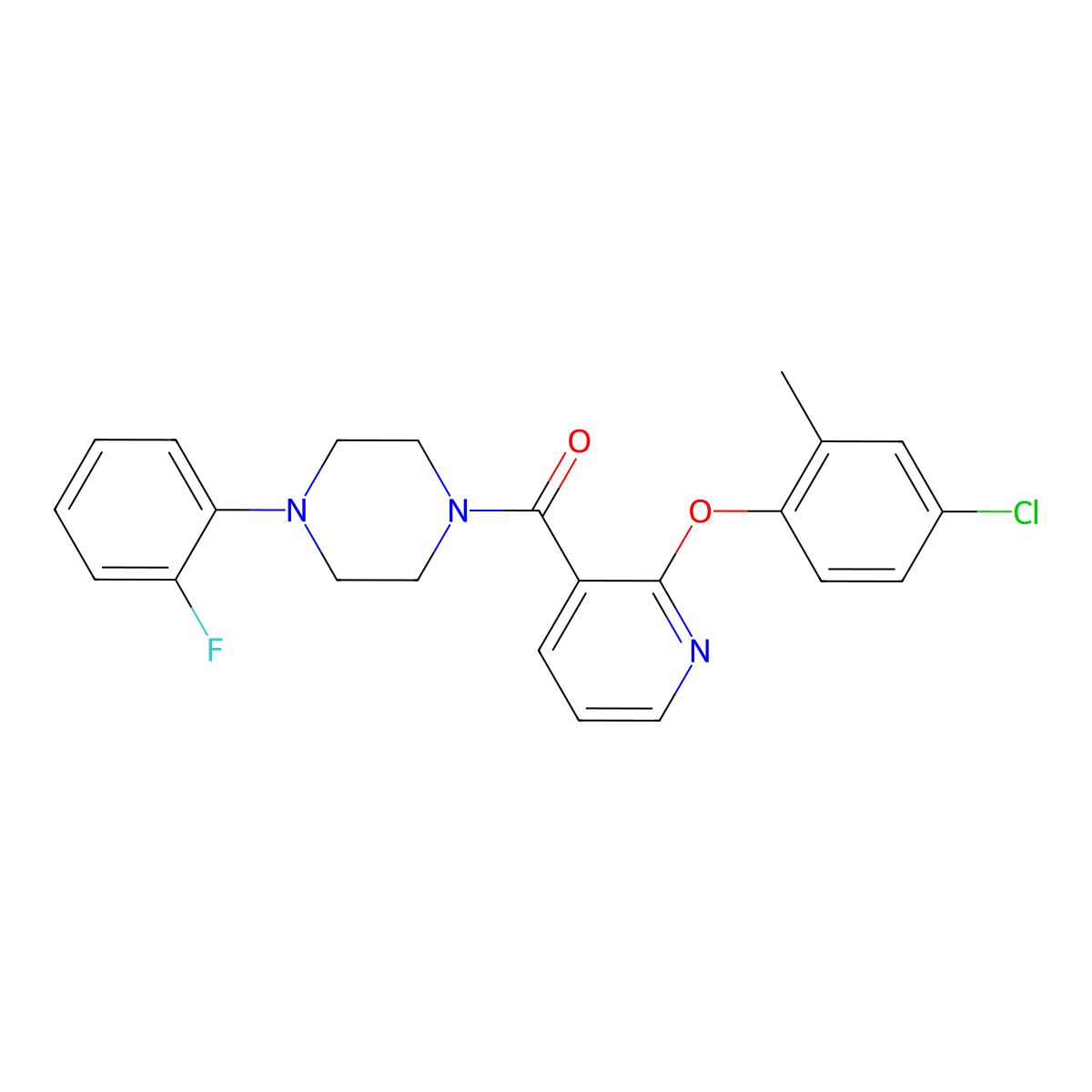 [2-(4-Chloro-2-methylphenoxy)pyridin-3-yl]-[4-(2-fluorophenyl)piperazin-1-yl]methanone molecular structure, CAS 497060-65-8
