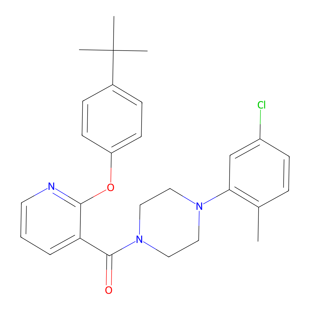 2-(4-(Tert-butyl)phenoxy)(3-pyridyl) 4-(5-chloro-2-methylphenyl)piperazinyl ketone molecular structure, CAS 497060-69-2