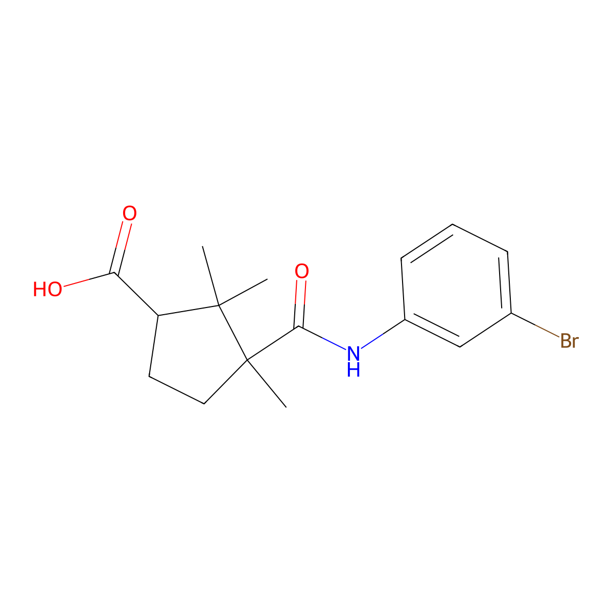 3-[(3-Bromophenyl)carbamoyl]-2,2,3-trimethylcyclopentane-1-carboxylic acid molecular structure, CAS 497060-73-8