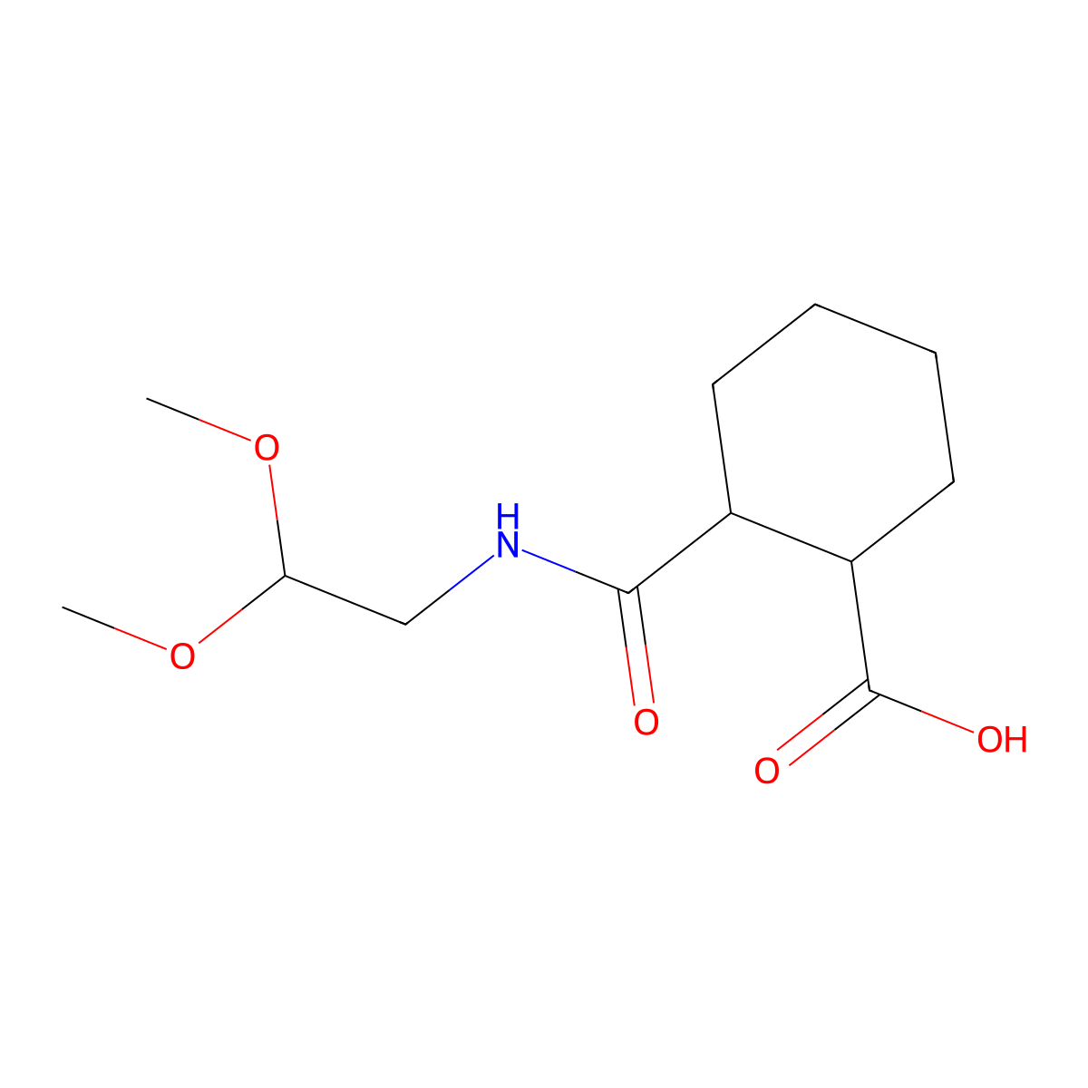 2-(N-(2,2-dimethoxyethyl)carbamoyl)cyclohexanecarboxylic acid molecular structure, CAS 497060-74-9