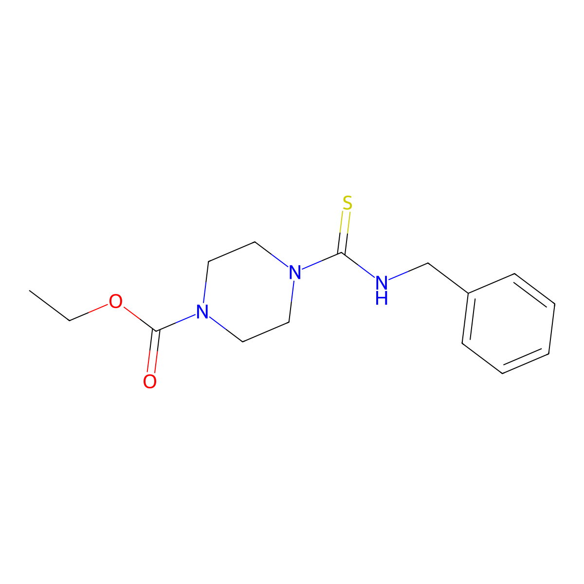 Ethyl 4-(benzylcarbamothioyl)piperazine-1-carboxylate molecular structure, CAS 497060-76-1