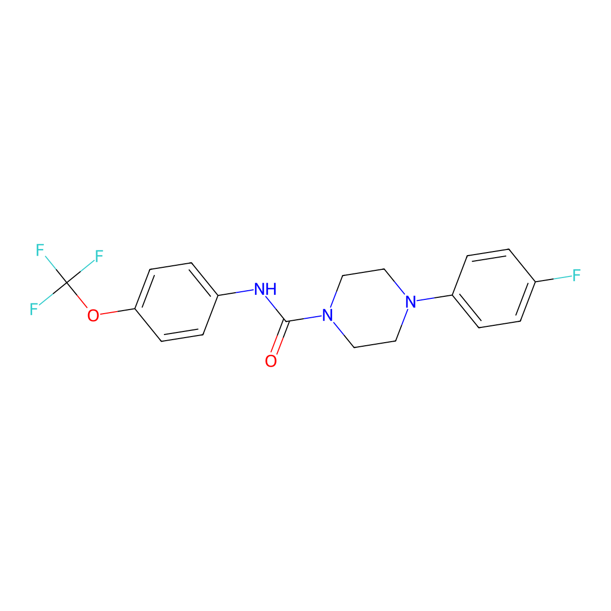 4-(4-fluorophenyl)-N-[4-(trifluoromethoxy)phenyl]piperazine-1-carboxamide molecular structure, CAS 497060-78-3