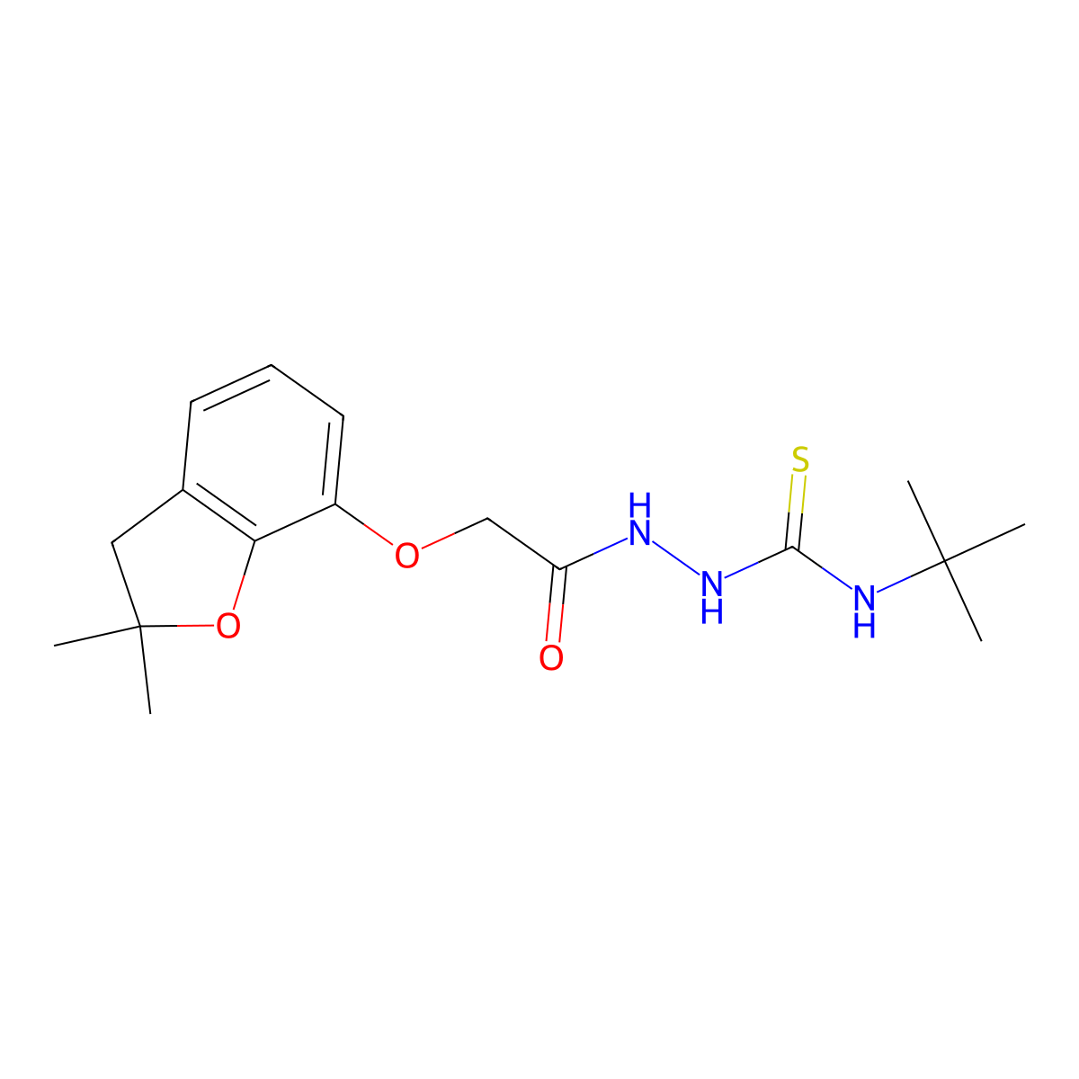 1-tert-butyl-3-[[2-[(2,2-dimethyl-3H-1-benzofuran-7-yl)oxy]acetyl]amino]thiourea molecular structure, CAS 497060-79-4