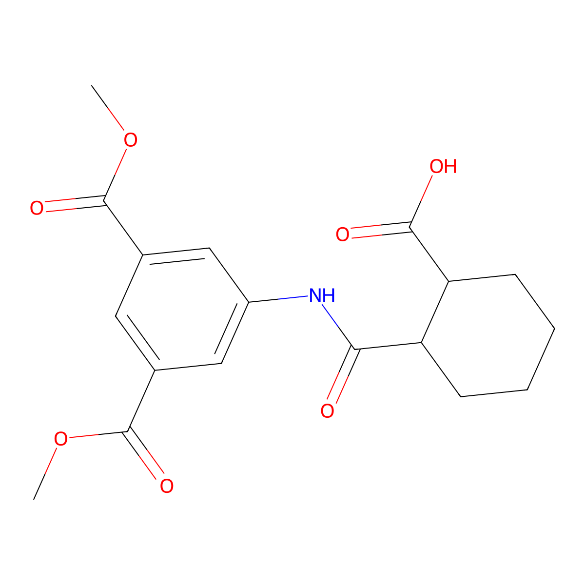 2-((3,5-Bis(methoxycarbonyl)phenyl)carbamoyl)cyclohexane-1-carboxylic acid molecular structure, CAS 497060-80-7