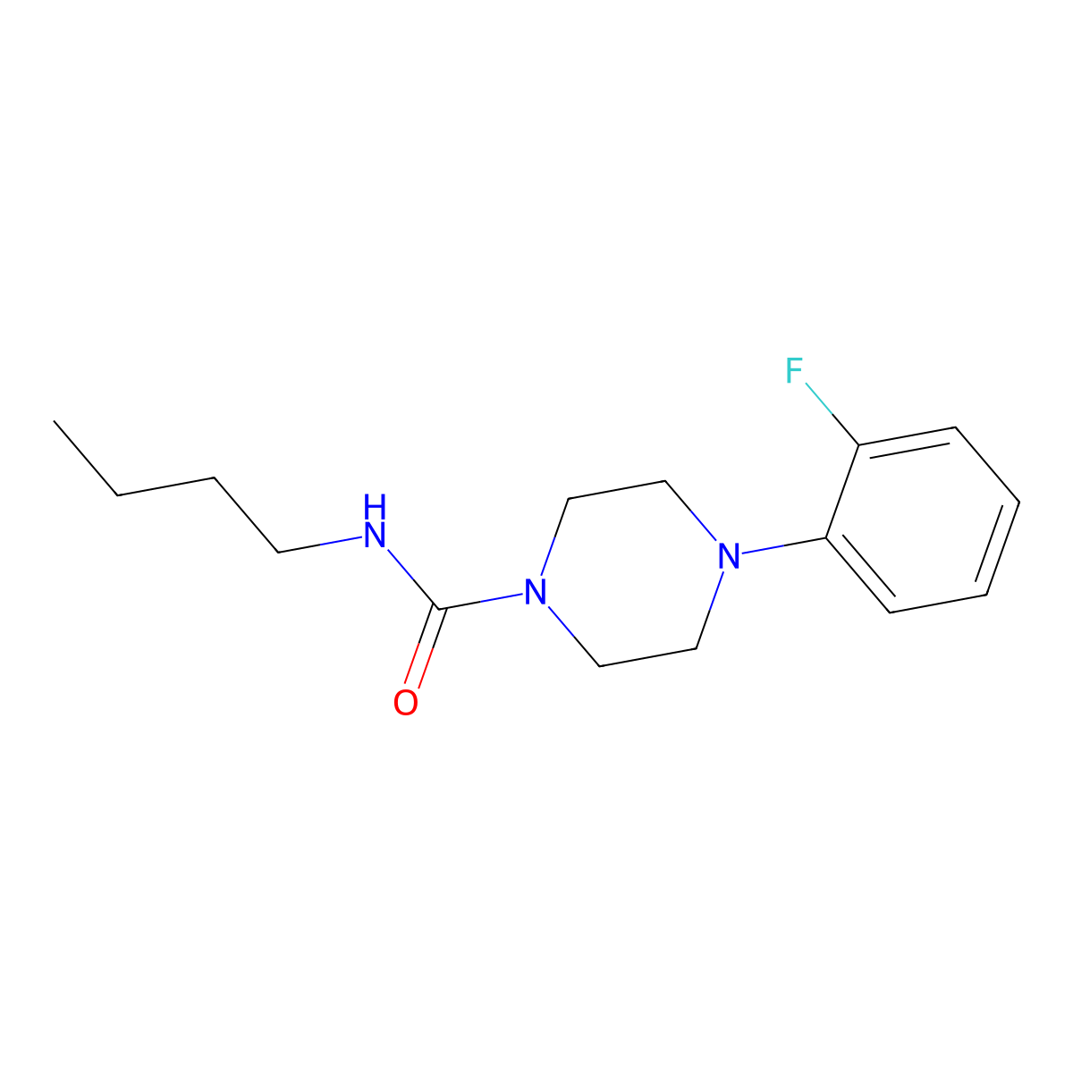 N-butyl-4-(2-fluorophenyl)piperazine-1-carboxamide molecular structure, CAS 497060-81-8