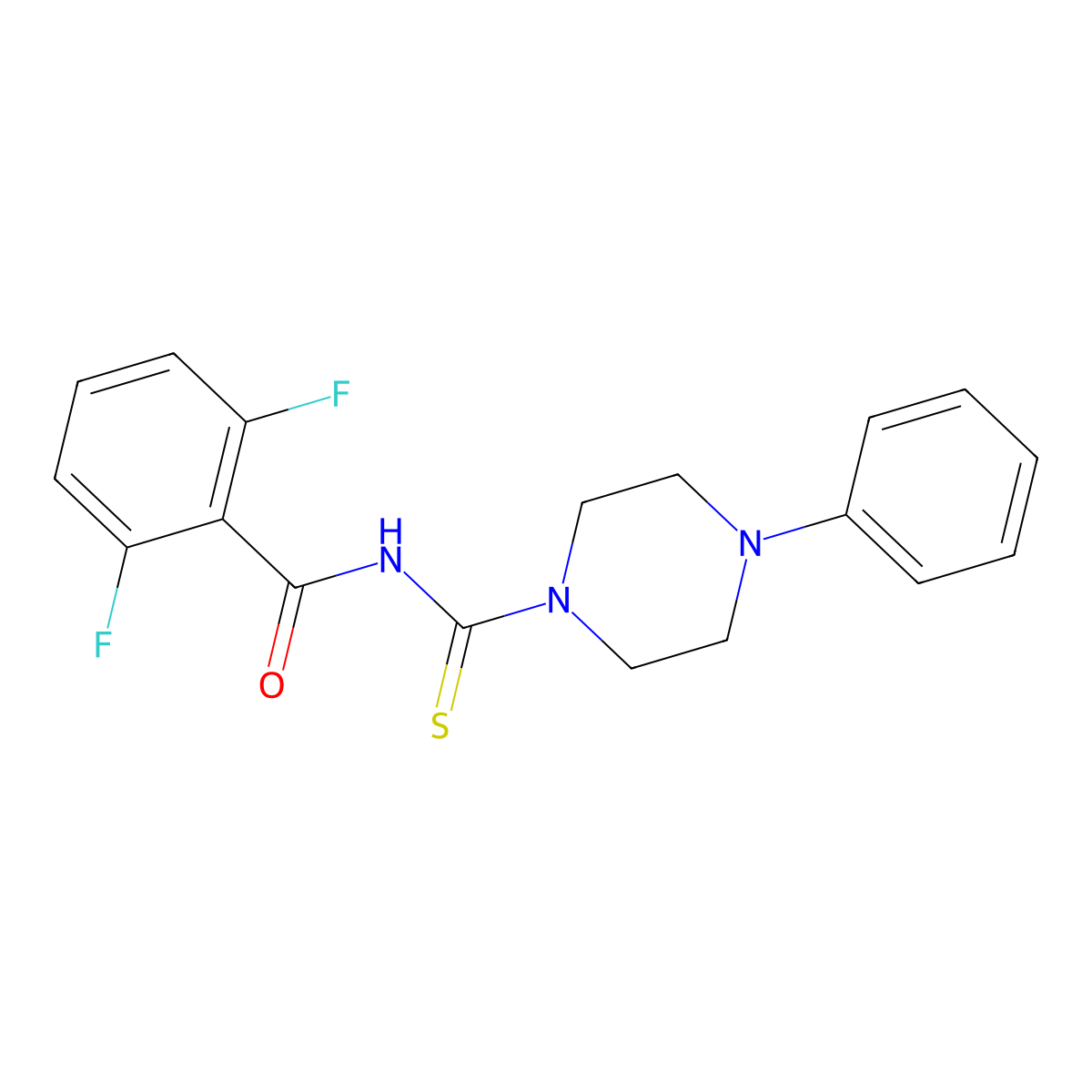 2,6-difluoro-N-(4-phenylpiperazine-1-carbothioyl)benzamide molecular structure, CAS 497060-84-1