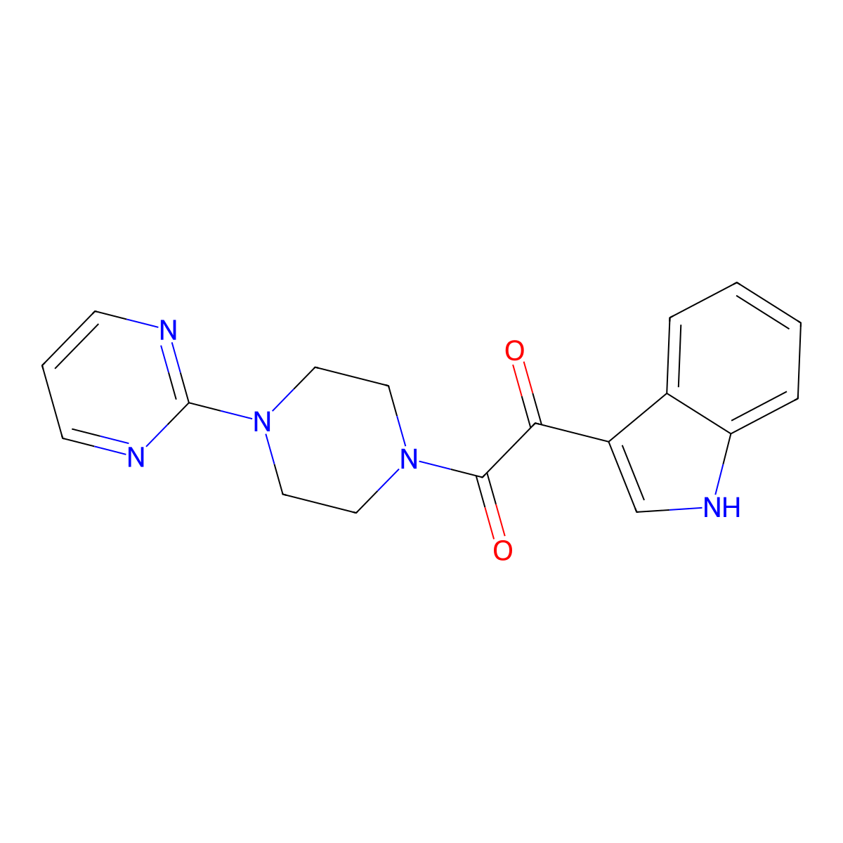 1-(1H-indol-3-yl)-2-(4-pyrimidin-2-ylpiperazin-1-yl)ethane-1,2-dione molecular structure, CAS 497060-86-3
