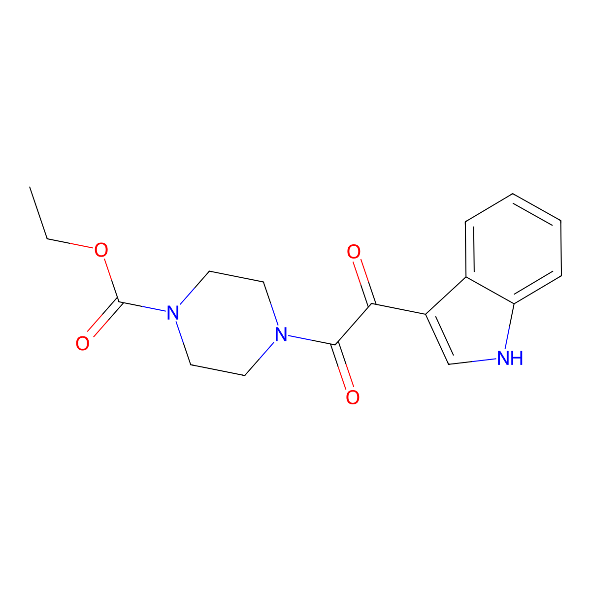 ethyl 4-[2-(1H-indol-3-yl)-2-oxoacetyl]piperazine-1-carboxylate molecular structure, CAS 497060-87-4