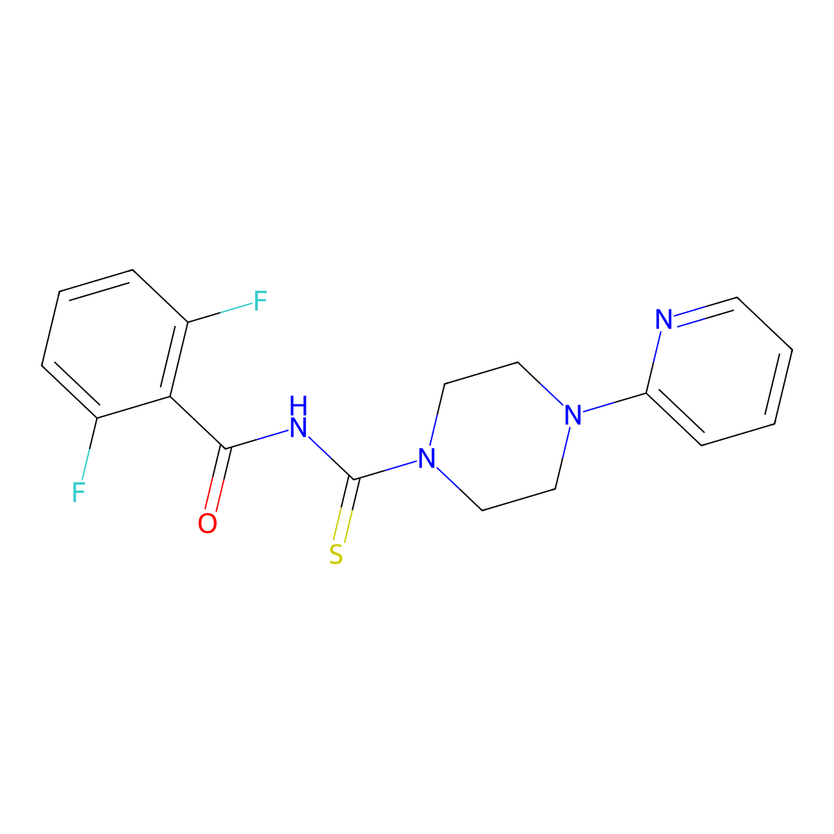 2,6-difluoro-N-(4-pyridin-2-ylpiperazine-1-carbothioyl)benzamide molecular structure, CAS 497060-91-0