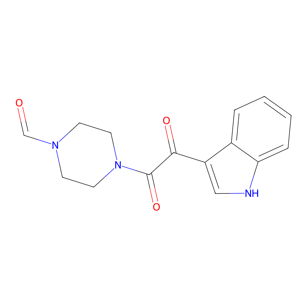 4-[2-(1H-indol-3-yl)-2-oxoacetyl]piperazine-1-carbaldehyde molecular structure, CAS 497060-92-1