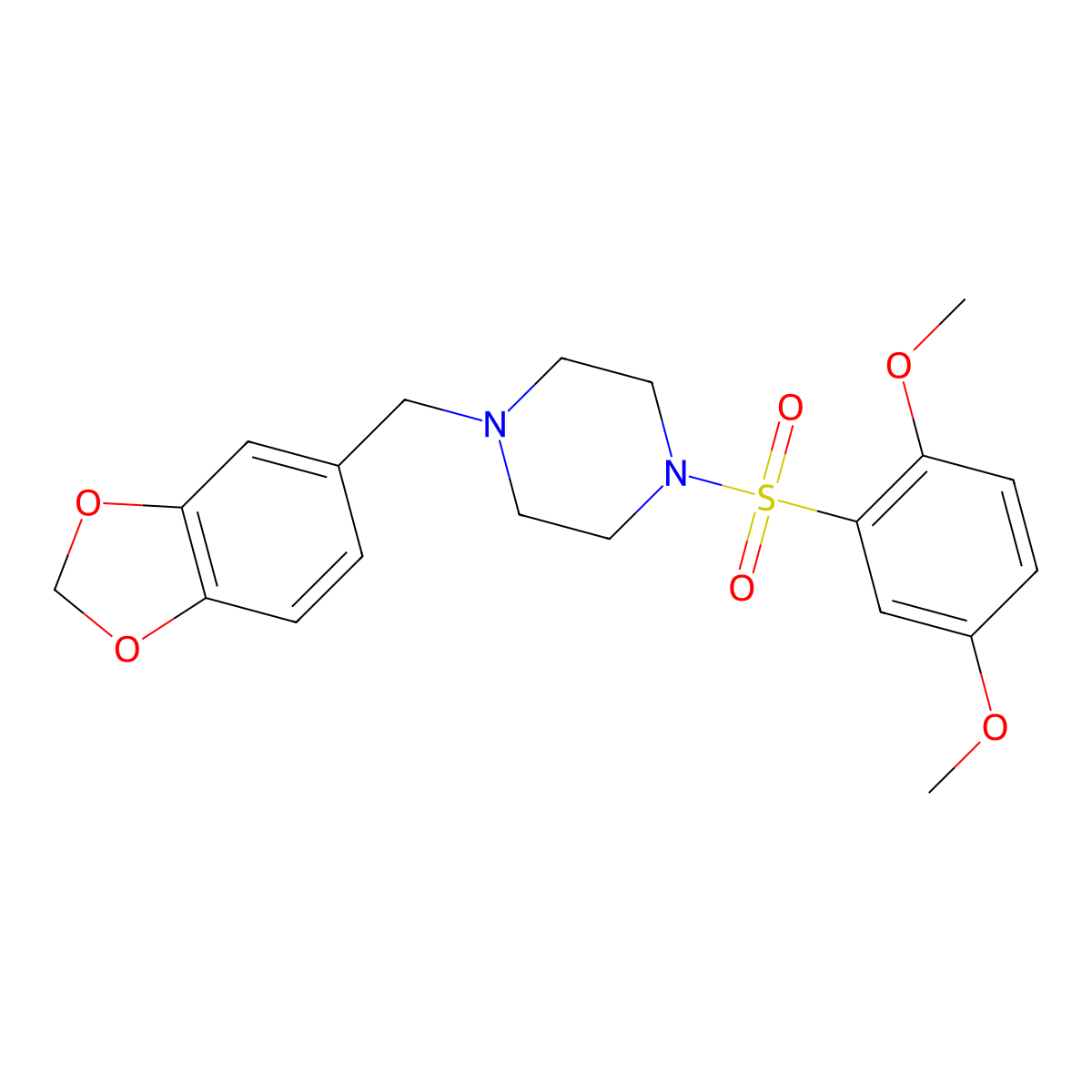 1-(1,3-Benzodioxol-5-ylmethyl)-4-(2,5-dimethoxyphenyl)sulfonylpiperazine molecular structure, CAS 497060-93-2